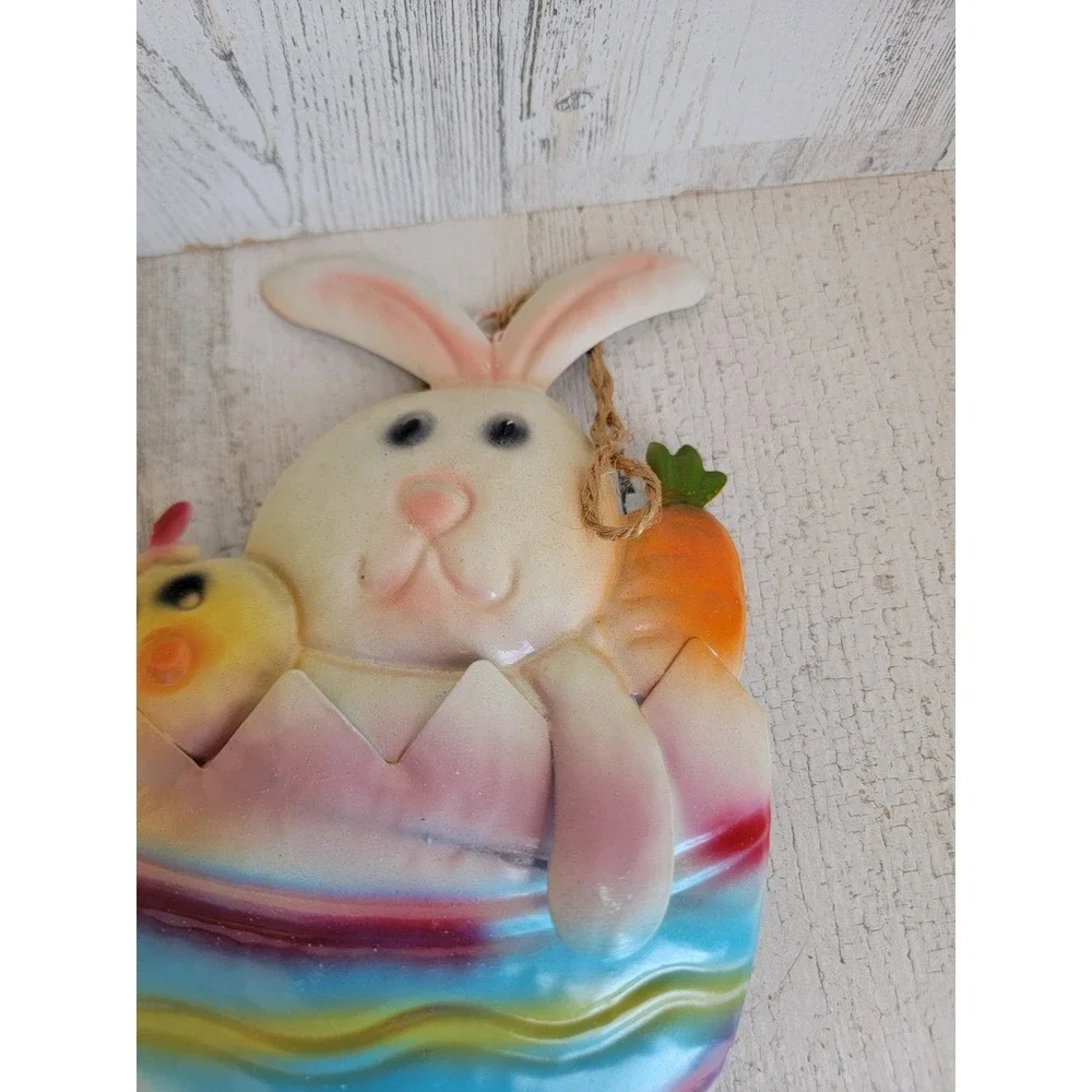 Spring egg vintage chick bunny carrot metal lawn Easter home decor figure